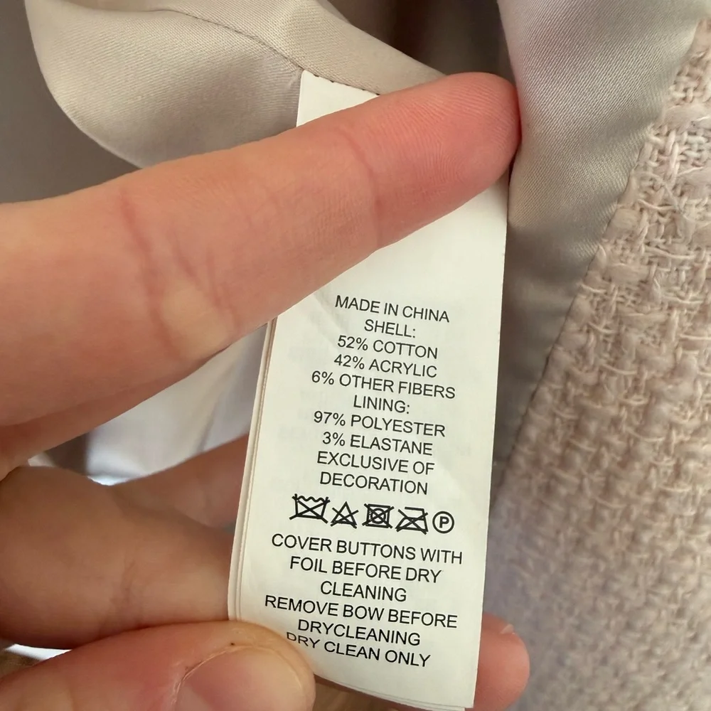 Kate Spade Bow Tweed Coat in Rose Dew Pink with Detachable Black Velvet Bow - Picture 6 of 8